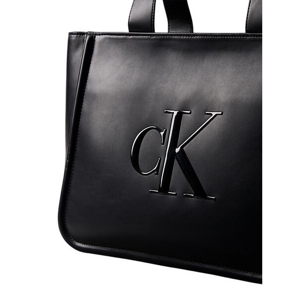 Γυναικεία Τσάντα Χειρός Calvin Klein Raised Ck Medium Tote Black LV04F3218G-UB1
