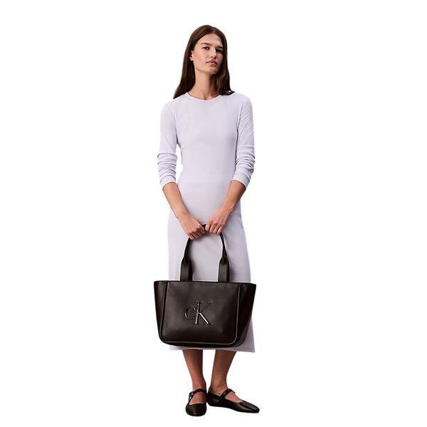 Γυναικεία Τσάντα Χειρός Calvin Klein Raised Ck Medium Tote Black LV04F3218G-UB1