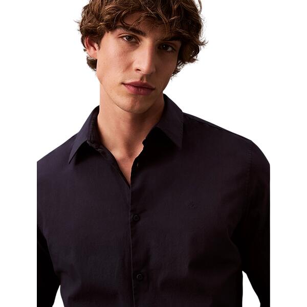 Ανδρικό Πουκάμισο Calvin Klein Ls Solid Stretch Slim Shirt Dark Sapphire LV04LB145G-CEF