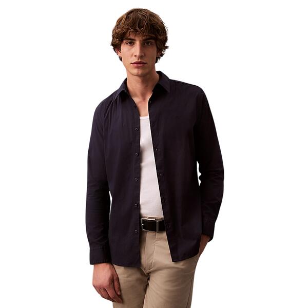 Ανδρικό Πουκάμισο Calvin Klein Ls Solid Stretch Slim Shirt Dark Sapphire LV04LB145G-CEF