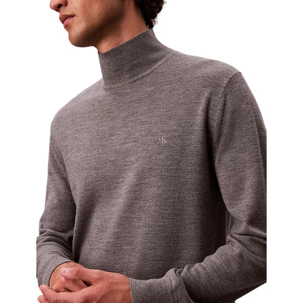 Ανδρικό Πουλόβερ Calvin Klein Ls Merino Mock Neck Swtr Medium Grey Htr LV04LE309G-P7E