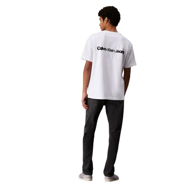 Ανδρικό T-Shirt Calvin Klein Ss Rel Liquid Ck Monologo Tee Brilliant White  LV04RAB812-YAA