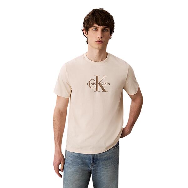 Ανδρικό T-Shirt Calvinn Klein Ss Hero Monologo Tee 20s Brilliant Chalk LV04RB862G-67U