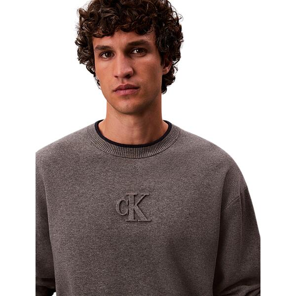 Ανδρικό Πουλόβερ Calvin Klein Ls Embossed Logo Crewnk Sweater Med. Grey Htr LV04RD300G-P7E