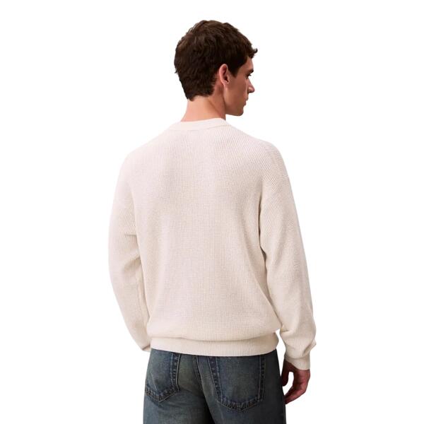 Ανδρικό Πουλόβερ Calvin Klein Ls Ez Cotton Waffle Crwnk Swtr 9 Tofu LV04RD313G-YAS