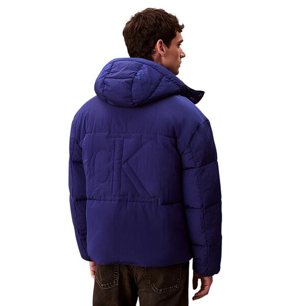 Ανδρικό Μπουφάν Calvin Klein Ls Ripstop Quilted Logo Hooded P Bellwether Blue LV04RD513G-IZ4