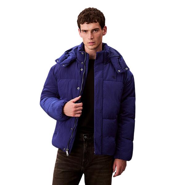 Ανδρικό Μπουφάν Calvin Klein Ls Ripstop Quilted Logo Hooded P Bellwether Blue LV04RD513G-IZ4