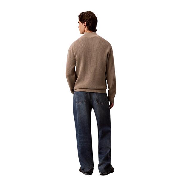Ανδρικό Πουλόβερ Calvin Klein Ls Clsc Cttn Wfle Hzip Swtr 9gg Roasted Cashew LV04RH327G-HMT