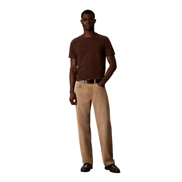 Ανδρικό T-Shirt Calvin Klein Ss Clsc Sueded Jersey Badge Tee Brown Cork LV04RJ206G-WFM