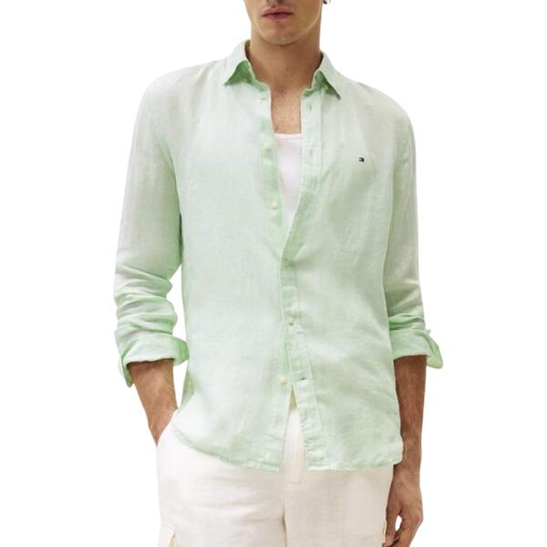 Ανδρικό Πουκάμισο Tommy Hilfiger Pigment Dyed Li Solid Rf Shirt Opal Green MW0MW34602-LXY