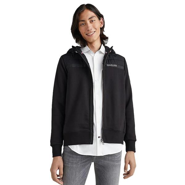 Ανδρική Ζακέτα Tommy Hilfiger Mix Media Zip Tape Through Hoody Black MW0MW29305-BDS