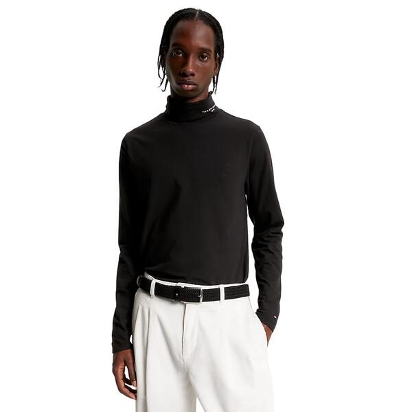 Ανδρική Μπλούζα Tommy Hilfiger Tommy Logo Roll Neck Ls Tee Black MW0MW32623-BDS