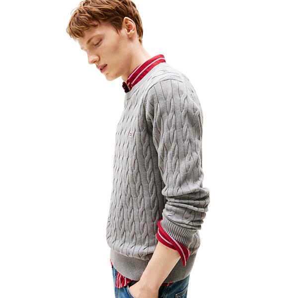 Ανδρικό Πουλόβερ Tommy Hilfiger Classic Cable Crew Neck Medium Grey Heather MW0MW33132-P91