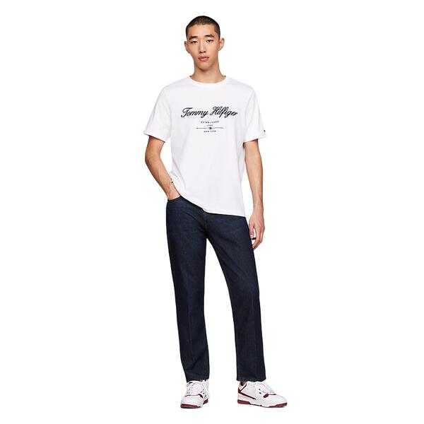 Ανδρικό T-shirt Tommy Hilfiger Script Logo Tee White MW0MW33691-YBR