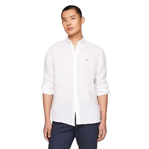 Ανδρικό Πουκάμισο Tommy Hilfiger Pigment Dyed Li Solid Rf Shirt Optic White MW0MW34602-YCF