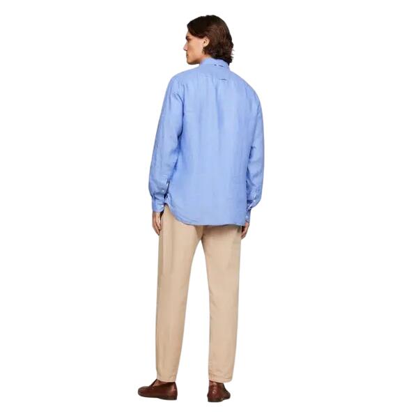 Ανδρικό Πουκάμισο Tommy Hilfiger Pigment Dyed Li Solid Rf Shirt Blue Spell MW0MW34602-C30