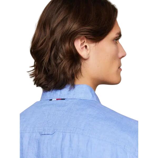 Ανδρικό Πουκάμισο Tommy Hilfiger Pigment Dyed Li Solid Rf Shirt Blue Spell MW0MW34602-C30