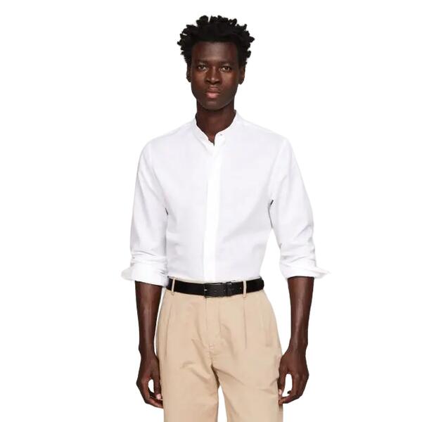 Ανδρικό Πουκάμισο Tommy Hilfiger Dc Linen Dobby Shirt Optic White / Optic White MW0MW34641-YCF