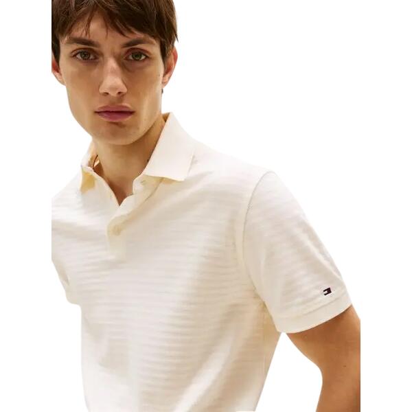 Ανδρικό Polo Tommy Hilfiger Dc Tonal Texture Stp Polo Ivory Petal MW0MW38743-Z00