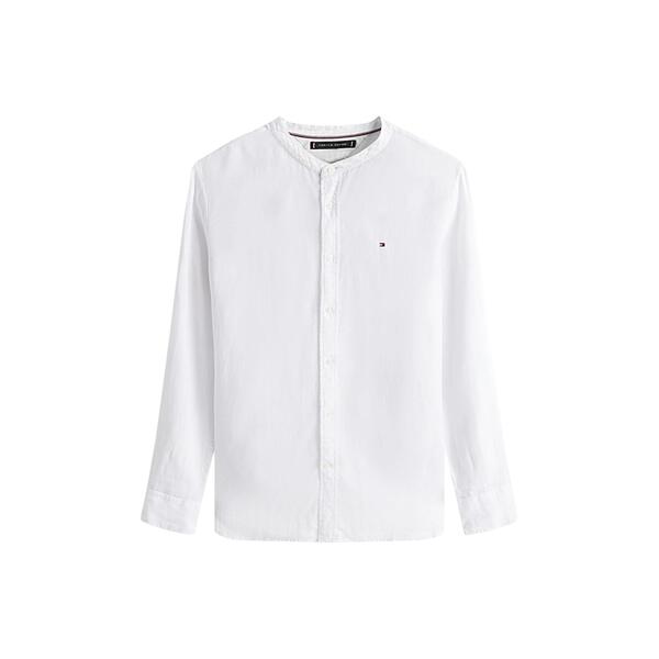 Ανδρικό Πουκάμισο Tommy Hilfiger Pigment Dye Mao Collar Shirt Th Optic White MW0MW39271-YCF
