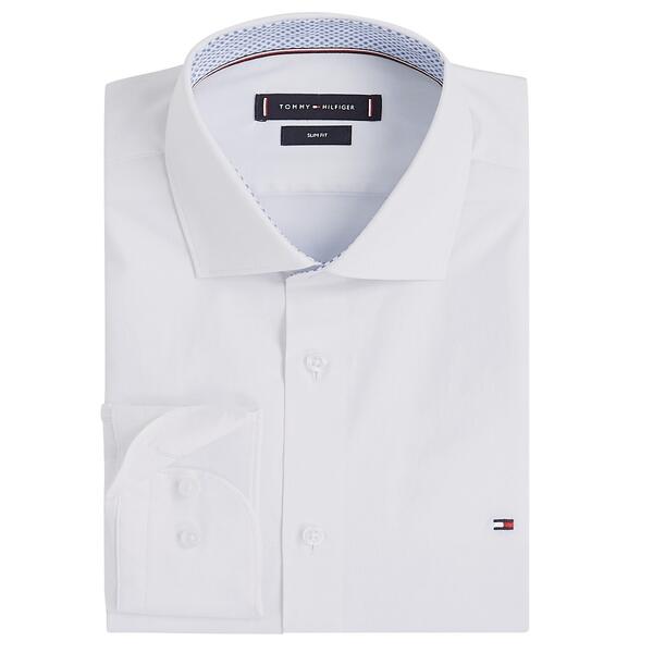 Ανδρικό Πουκάμισο Tommy Hilfiger Cl Stch Pop Ctrst Shirt Prkf Optic White MW0MW39279-YCFR