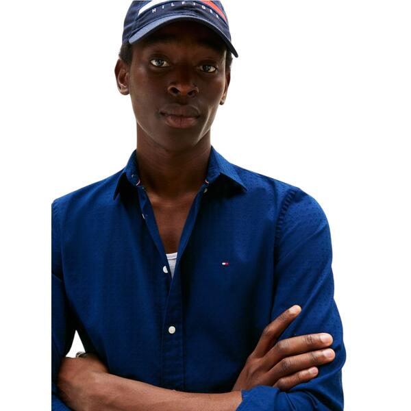 Ανδρικό Πουκάμισο Tommy Hilfiger Dobby Structure Rf Shirt Preppy Navy MW0MW39446-C7G