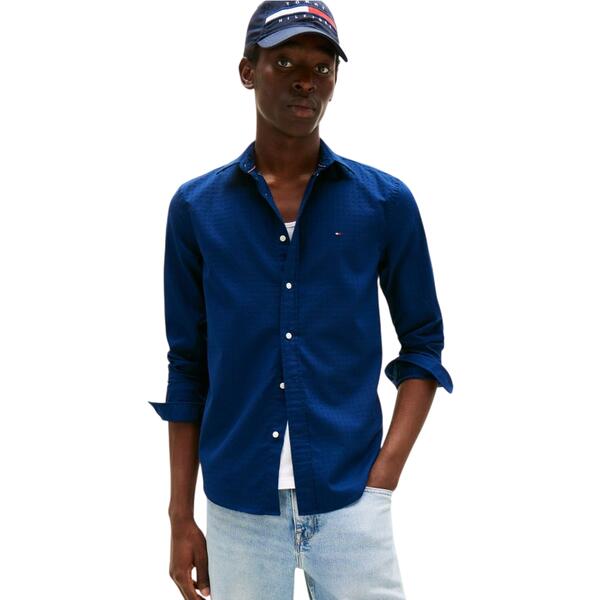 Ανδρικό Πουκάμισο Tommy Hilfiger Dobby Structure Rf Shirt Preppy Navy MW0MW39446-C7G