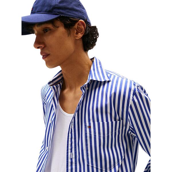 Ανδρικό Πουκάμισο Tommy Hilfiger Flex Poplin Bold Stripe Shirt Wedge Blue Stripe MW0MW39451-0A4