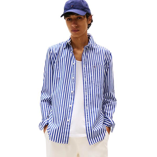Ανδρικό Πουκάμισο Tommy Hilfiger Flex Poplin Bold Stripe Shirt Wedge Blue Stripe MW0MW39451-0A4