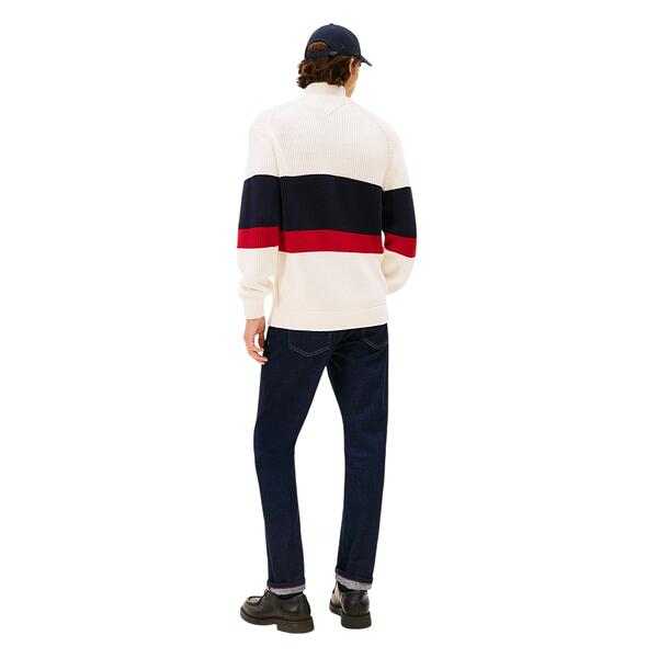 Ανδρική Ζακέτα Tommy Hilfiger Rwb Rib Chest Stripe Zip Through Ivory Petal MW0MW41396-Z00