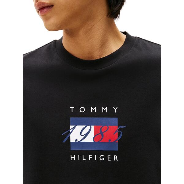 Ανδρικό T-Shirt Tommy Hilfiger Linear Flag Graphic Ls Tee Black MW0MW41497-BDS