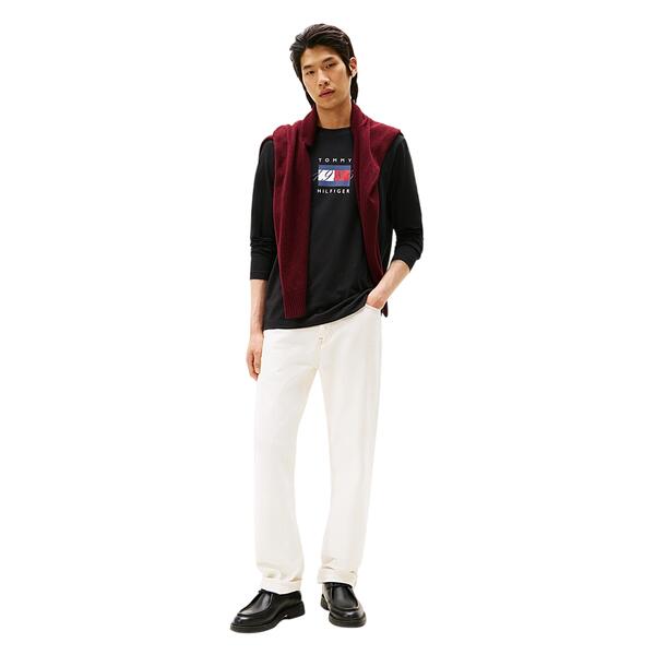 Ανδρικό T-Shirt Tommy Hilfiger Linear Flag Graphic Ls Tee Black MW0MW41497-BDS