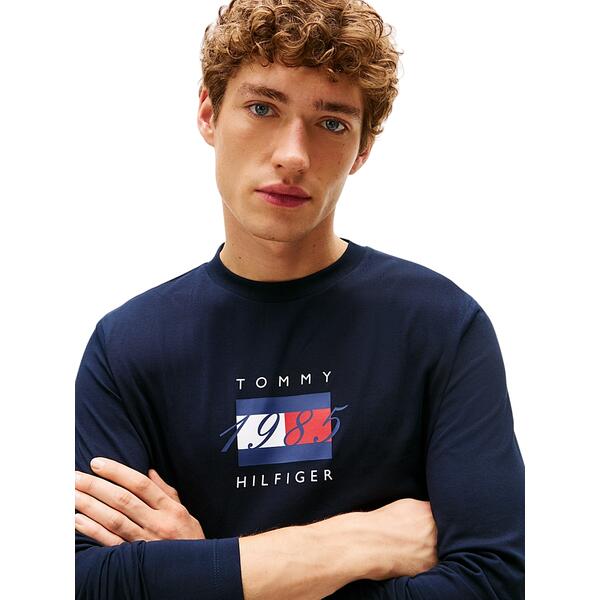 Ανδρική Μπλούζα Tommy Hilfiger Linear Flag Graphic Ls Tee Desert Sky MW0MW41497-DW5