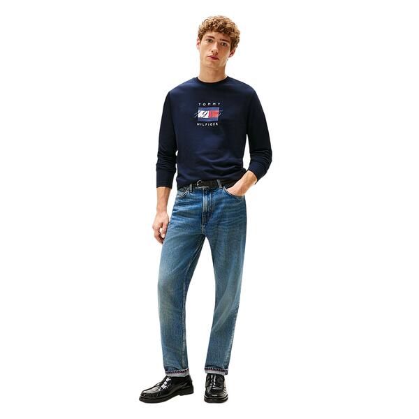 Ανδρική Μπλούζα Tommy Hilfiger Linear Flag Graphic Ls Tee Desert Sky MW0MW41497-DW5