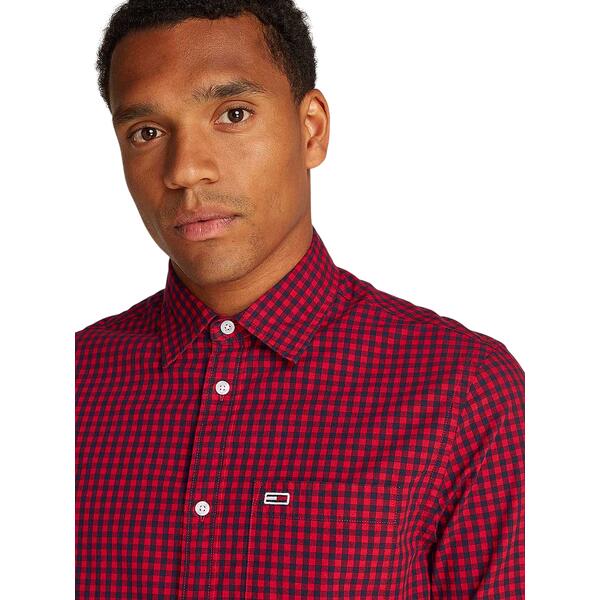 Αντρικό Πουκάμισο Tommy Jeans Poplin Check Red Hot DM0DM21115-XME