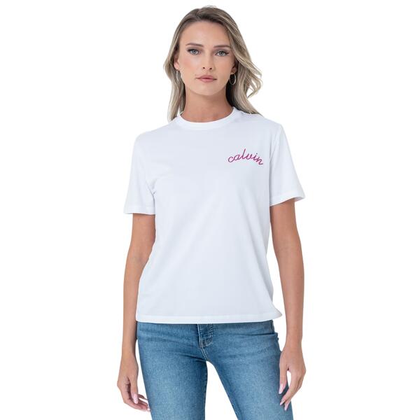 Γυναικείο T-Shirt Calvin Klein Line Embroidery Classic T Brilliant White  LV047D882G-YAA