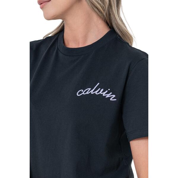 Γυναικείο T-Shirt Calvin Klein Line Embroidery Classic T Brilliant Black LV047D882G-UB1