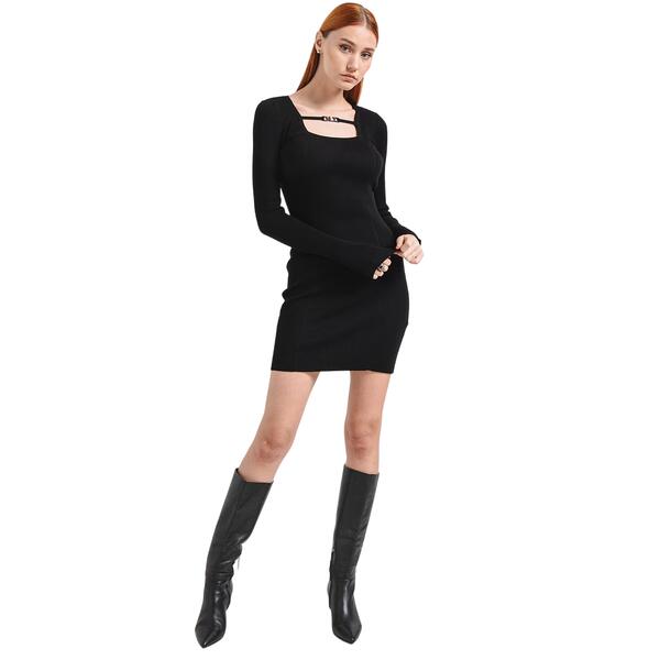Γυναικείο Φόρεμα Karl Lagerfeld Lslv Knitted Logo Black 246J1304-J101