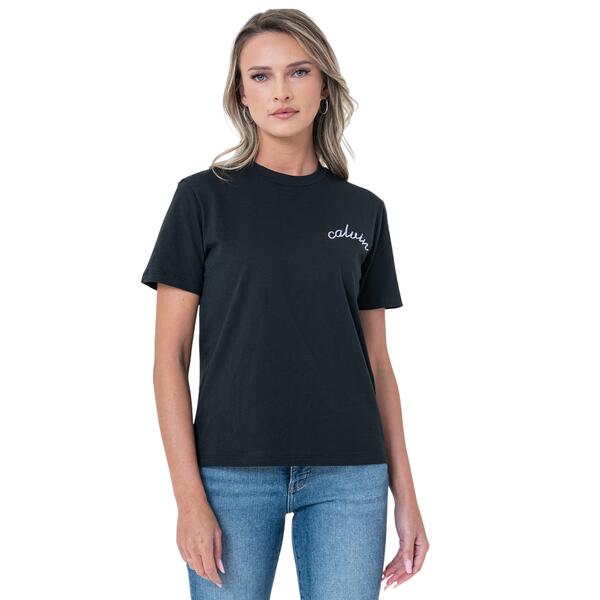 Γυναικείο T-Shirt Calvin Klein Line Embroidery Classic T Brilliant Black LV047D882G-UB1