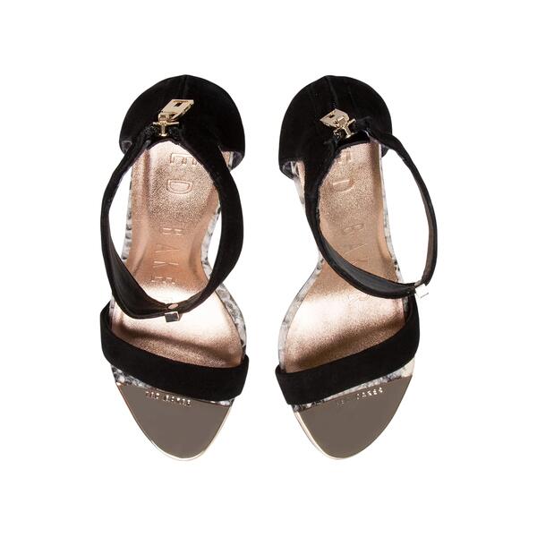 Γυναικεία Πέδιλα Ted Baker Aurelis Suede Bow Ankle Strap Black 242283-BLACK1