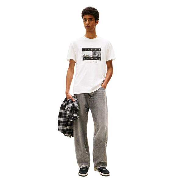 Ανδρικό T-Shirt Tommy Jeans Reg Photo Flag Ss Tee Ecru DM0DM22464-YBL