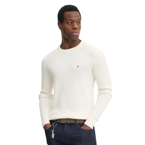 Αντρικό Πουλόβερ Tommy Hilfiger Herringbone Structure C Nk Ivory Petal MW0MW37400-Z00