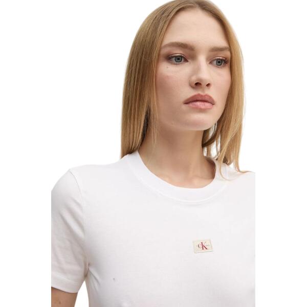 Γυναικείο T-shirt Calvin Klein Woven Label Regural Jersey Bright White J20J225084-YAF