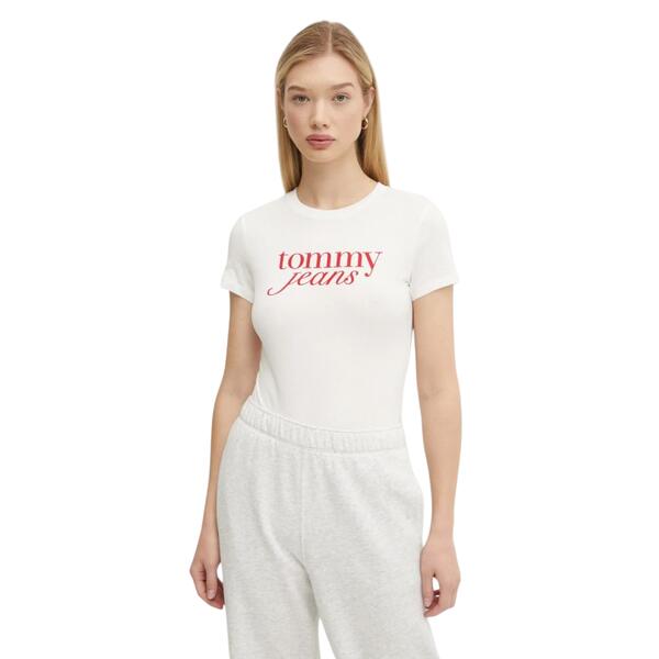 Γυναικείο T-shirt Tommy Jeans Slim Essential Logo Ext White DW0DW19447-YBS