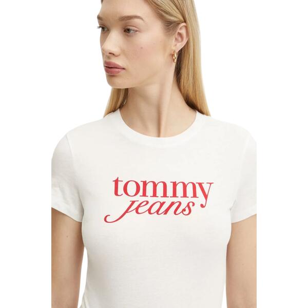Γυναικείο T-shirt Tommy Jeans Slim Essential Logo Ext White DW0DW19447-YBS