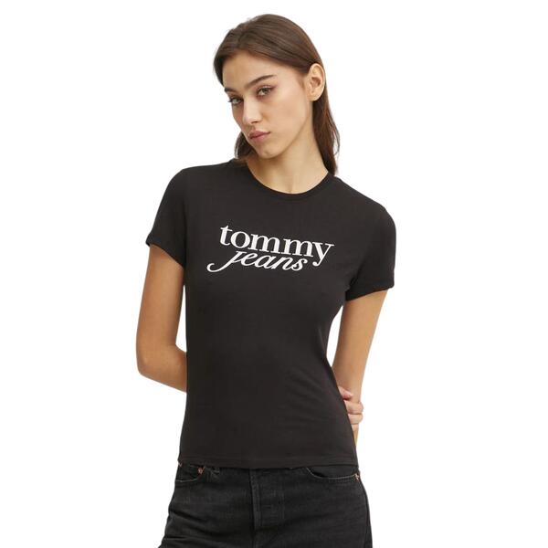Γυναικείο T-shirt Tommy Jeans Slim Essential Logo Ext Black DW0DW19447-BDS