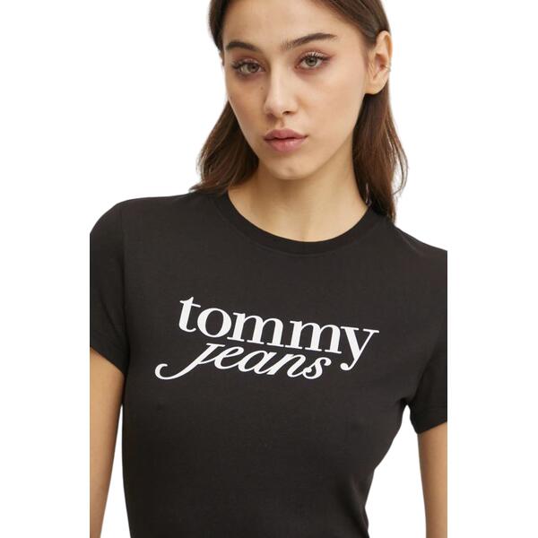 Γυναικείο T-shirt Tommy Jeans Slim Essential Logo Ext Black DW0DW19447-BDS