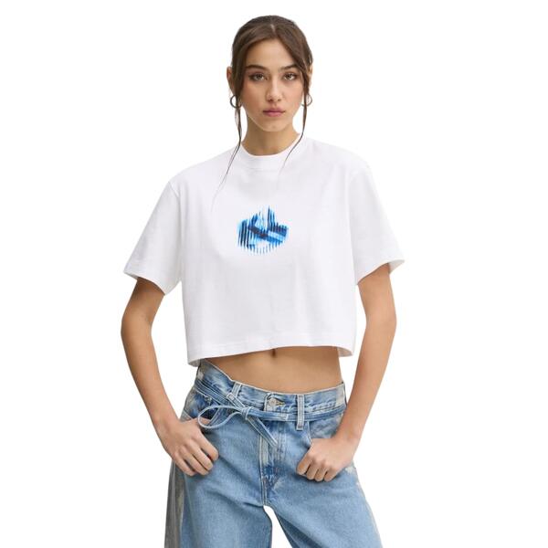 Γυναικείο T-shirt Karl Lagerfeld Boxy Glitched Logo White A1W17109-100