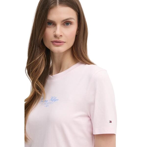 Γυναικείο T-shirt Tommy Hilfiger Reg Script C Nk Ss Light Pink WW0WW45428-TOG