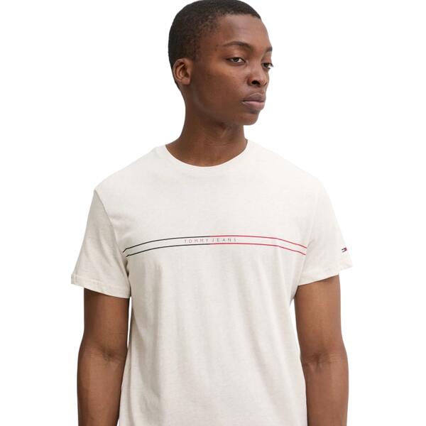 Αντρικό T-shirt Tommy Jeans Slim Entry Graphic Ext Ecru DM0DM20779-YBL
